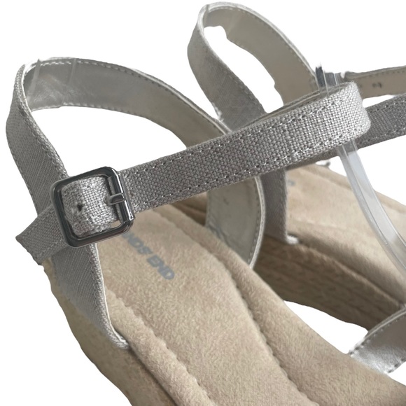 Lands End Womans Platform Wedge Espadrille Strappy Sandal Silver Metallic US 8.5 - Picture 5 of 15